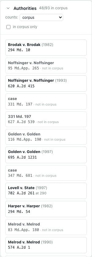 Table of authorities — every cited case, linked to the corpus
