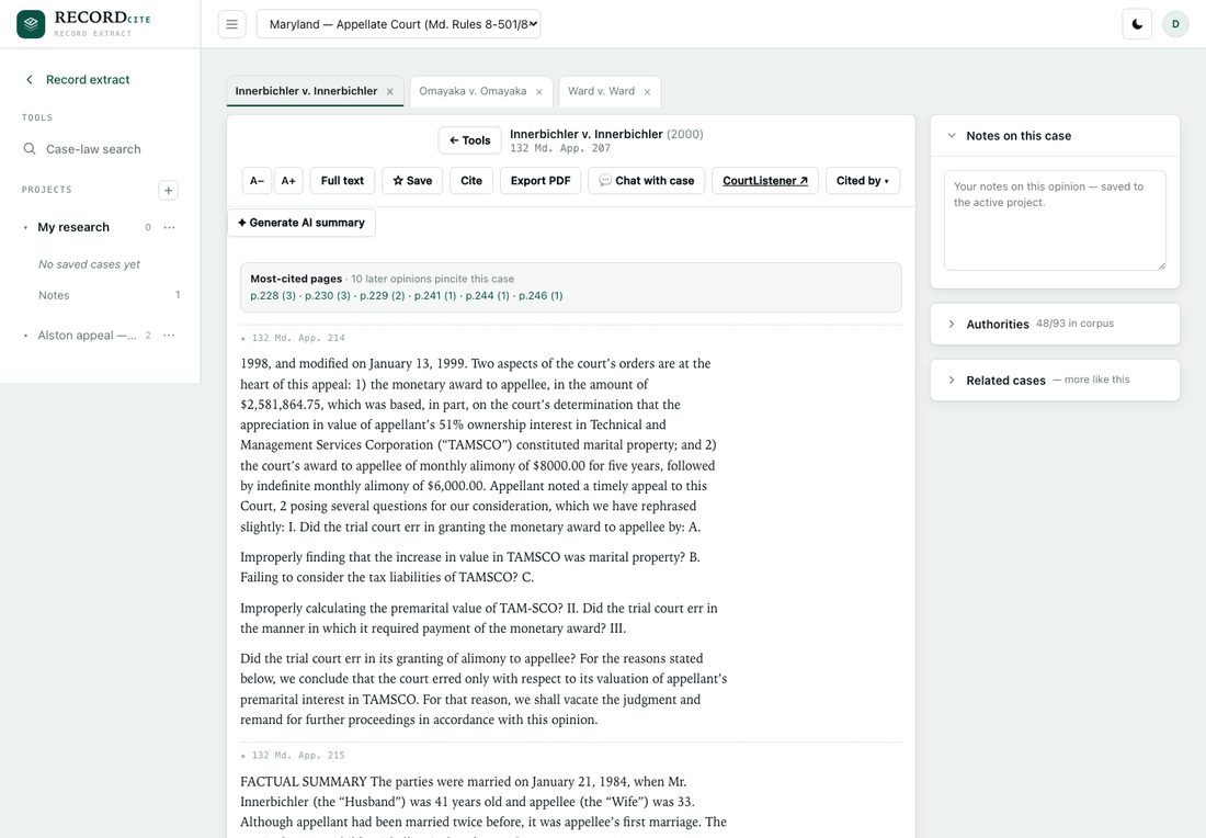 RecordCite screenshot