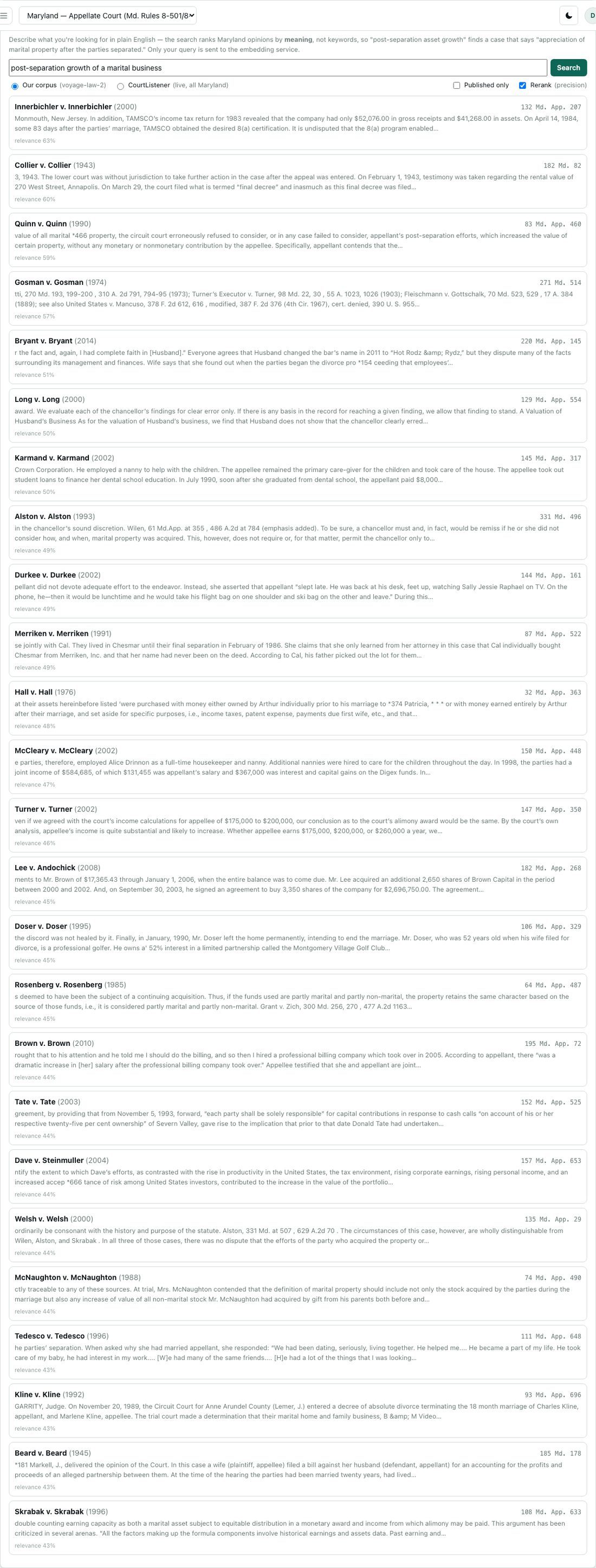 Natural-language search (voyage-law-2) — ranked by relevance