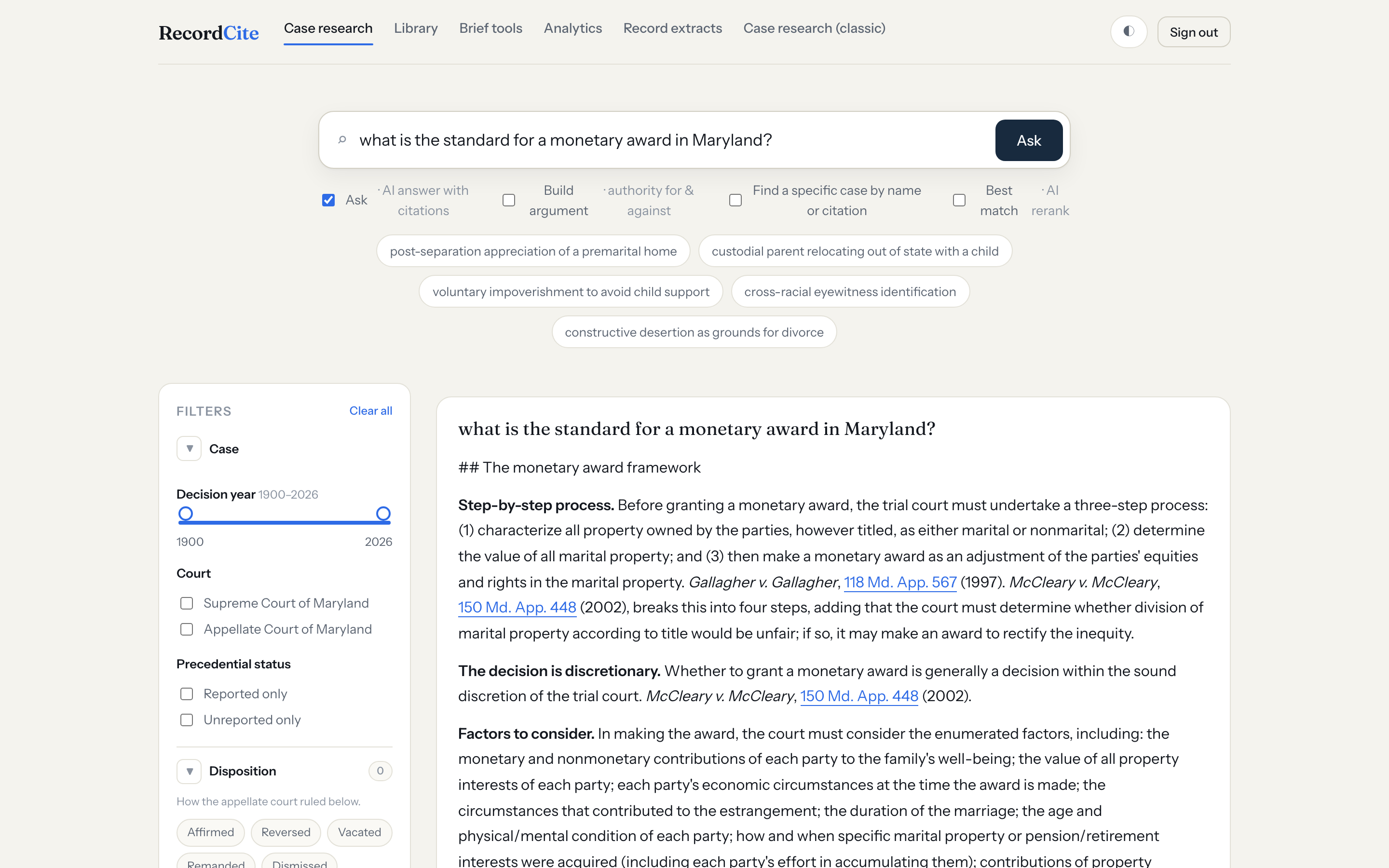 Ask — cited answers from the corpus