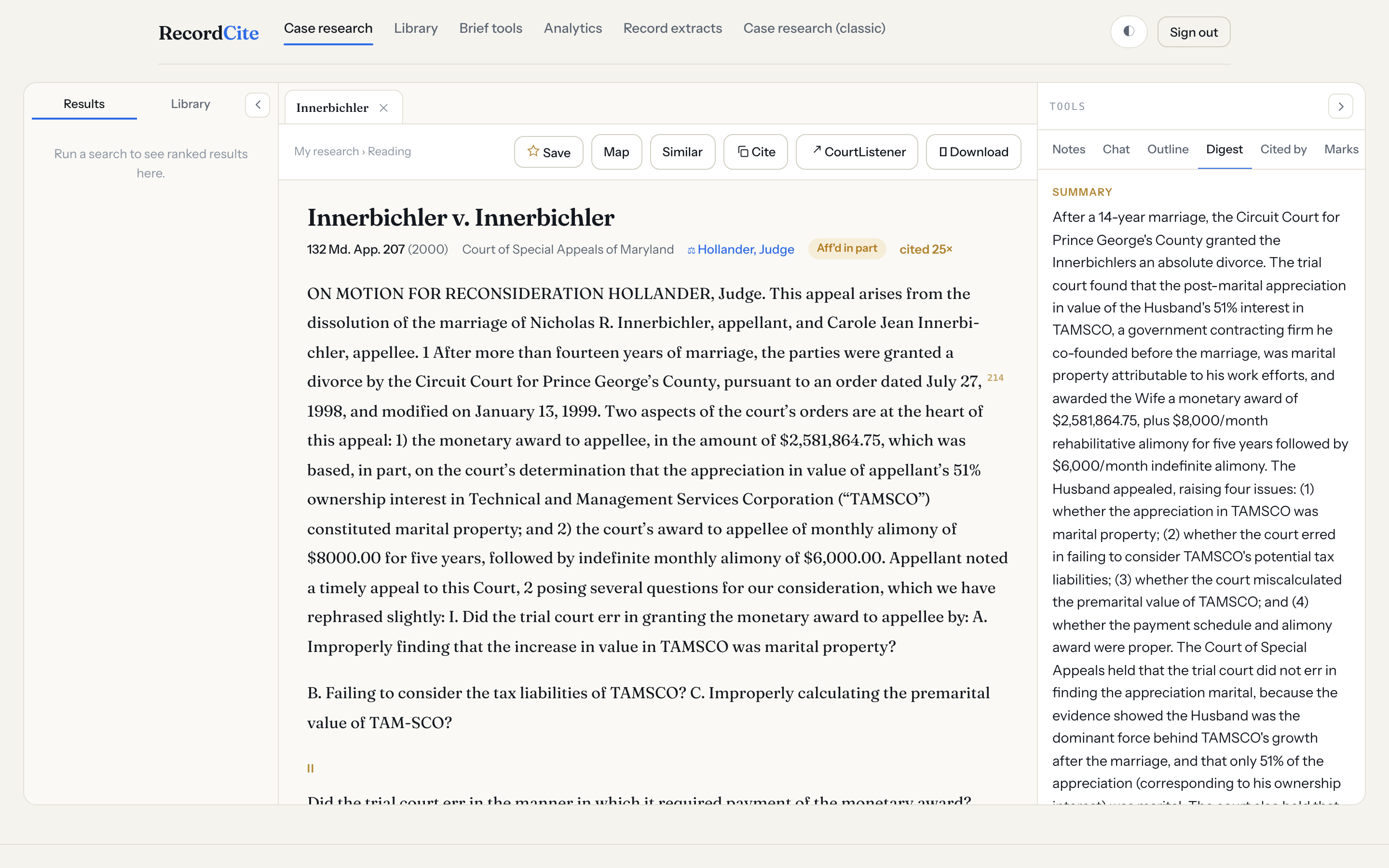 Structured digest
