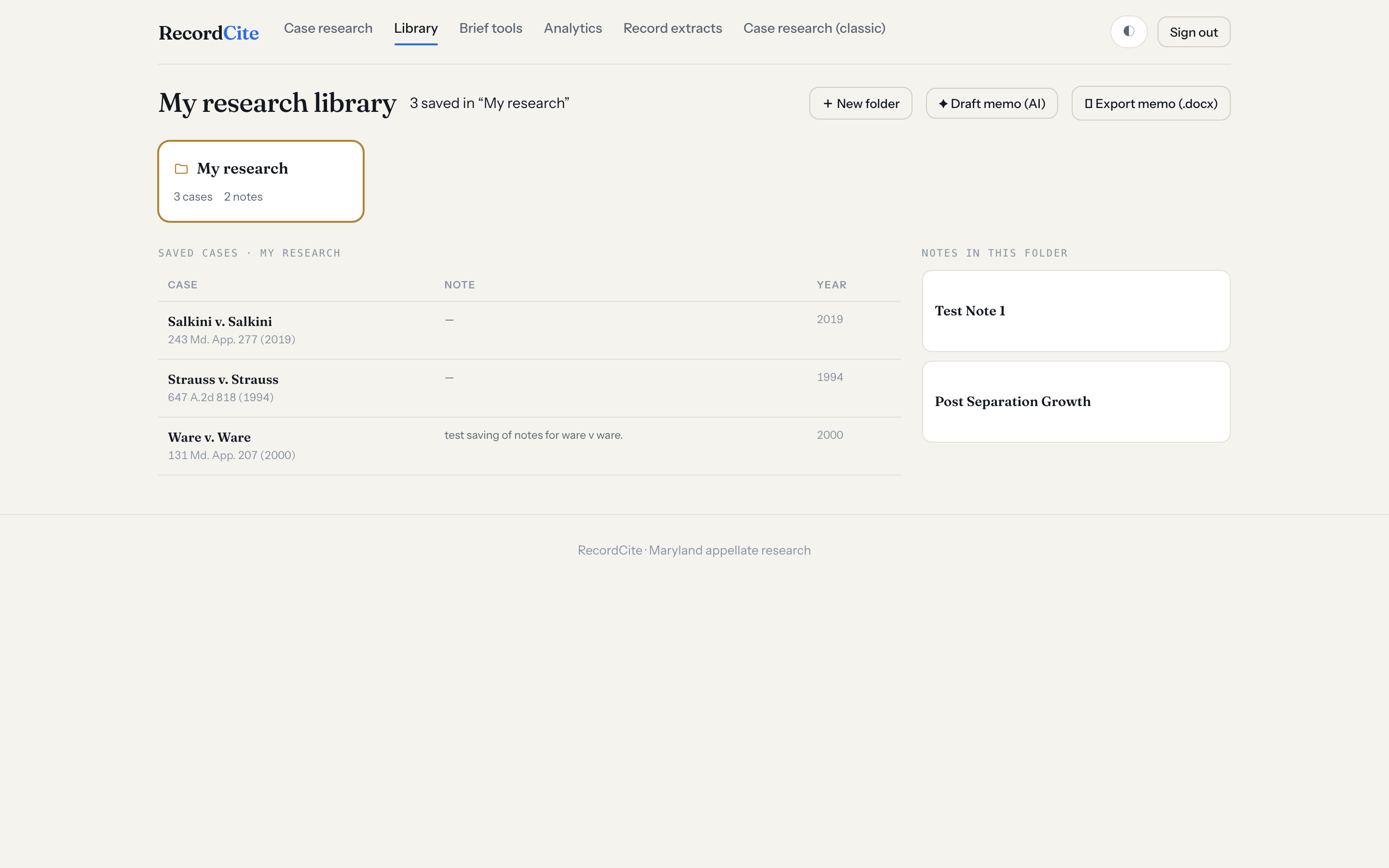 Folders, saved cases & AI memos